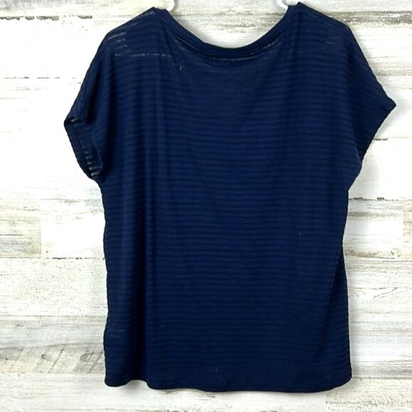GAP Womens Small Navy Blue Stripe Soft Short Sleeve Lightweight T-Shirt Top NEW - Picture 2 of 6